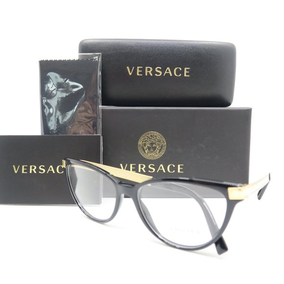 Versace Accessories - Versace Mod. 3271-GB1 54mm Black and Gold New Women's Eyeglasses Frames.